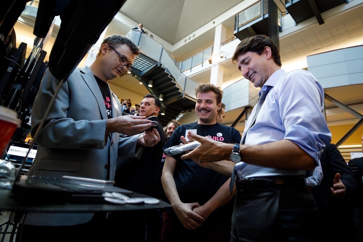 Rodrigo Scotti with PM Justin Trudeau at Creative Destruction Lab, Toronto